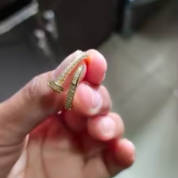 Juste Un Clou Nail Gold Zirconia Adjustable Ring - Picture 13 of 14